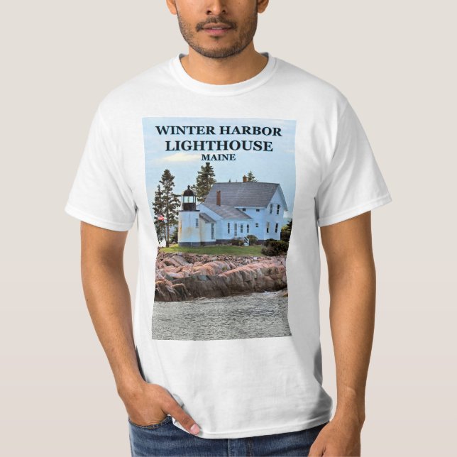 Farol do porto do inverno, t-shirt de Maine (Frente)
