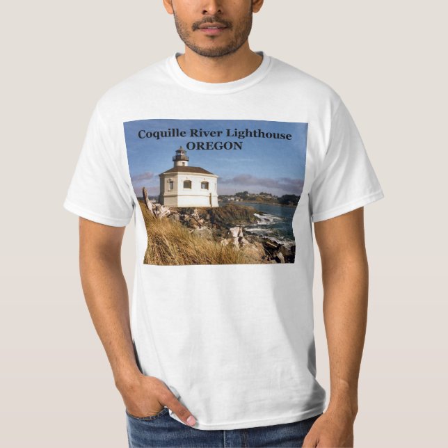 Farol do rio de Coquille, t-shirt de Oregon (Frente)