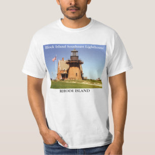 Farol do sudeste da ilha de bloco, t-shirt de RI