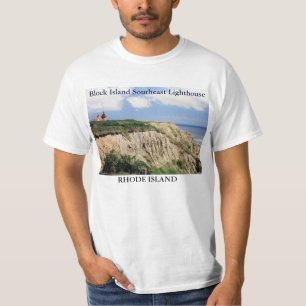 Farol do sudeste da ilha de bloco, t-shirt de RI