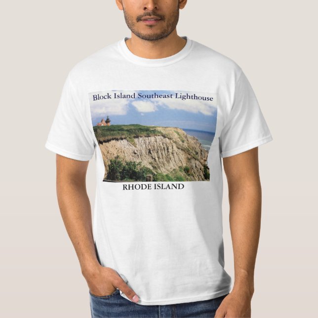 Farol do sudeste da ilha de bloco, t-shirt de RI (Frente)