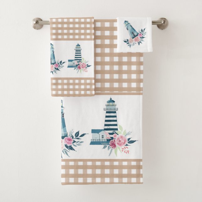 Farol e Xadrez de Gingham Conjunto de Toalhas (Insitu)