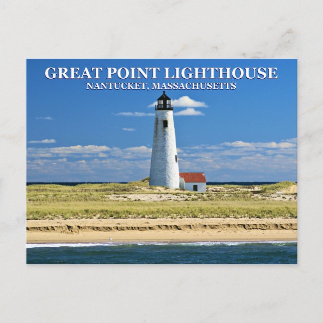 Farol Great Point, Nantucket, MA Cartão Postal (Frente)