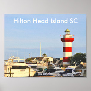 Farol Hilton Head Island com barcos na Poster