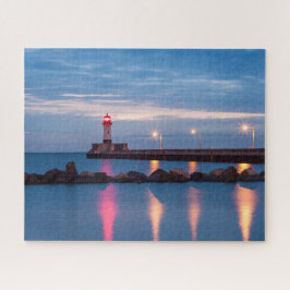 Farol na quebra-cabeça de fotografia do nascer do 