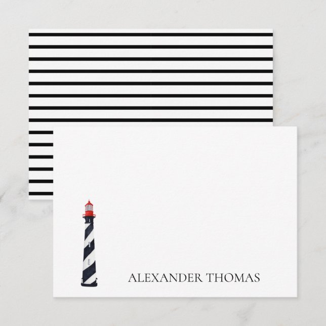 Farol Náutico Costeiro Negro e Branco (Frente/Verso)