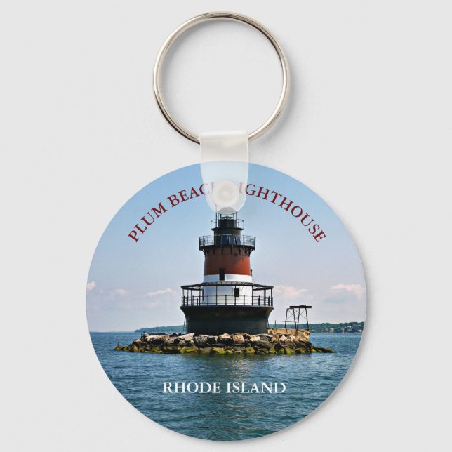 Farol Plum Beach, Rhode Island Chaveiro (Frente)
