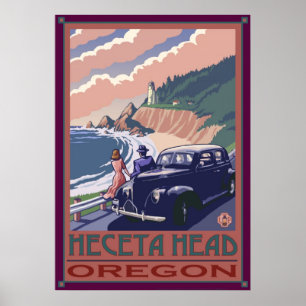 Farol principal de Heceta, poster da costa de