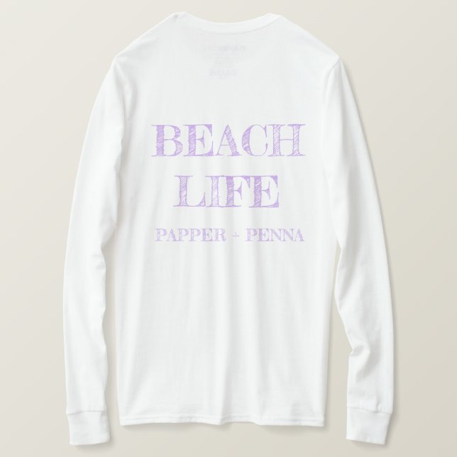 Farol roxo; Camisa de manga longa, de uso feminino (Verso do Design)