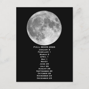Fases da Lua Cheia 2026 Cartão Postal