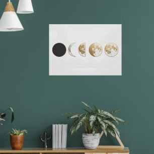Fases da Lua Ciclo Lunar Impressão de Arte   Pared