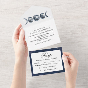Fases da Lua em um Convite de Casamento Completo