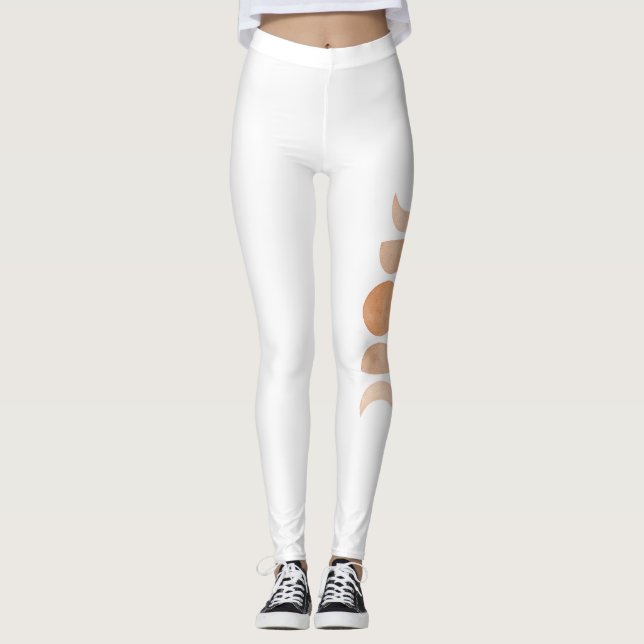 Fases da Lua Rosa em Leggings de Yoga Branca (Frente)