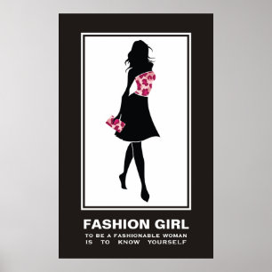 Fashion girl pinkleopard print poster