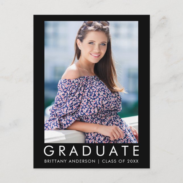 Fashion Trendy Graduation Photo Convite de festas  (Frente)