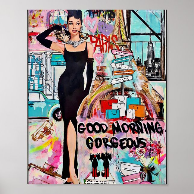 Fashion Wall Art Impressão Poster Paris Girly Deco (Frente)