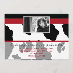 Fashionella no convite do impressão da vaca