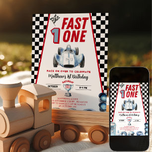 Fast One 1º aniversário Menino Convite Carro de Co