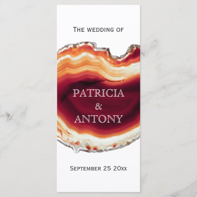 Fatia de ágata vermelha, programa de casamento mod (Frente)