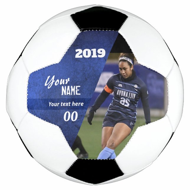 Fatia de bola de futebol personalizada azul (Frente)