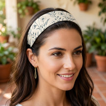 Fatia de Cabelo Estilosa com Padrão Botânico Boho