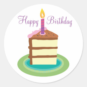 Fatia de etiquetas do bolo de aniversário do