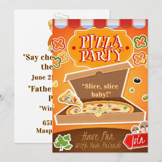 Fatia, Fatia Bebê! Convite de Festa de Pizza