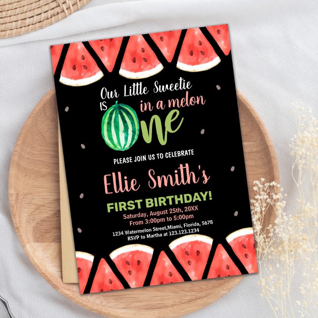 Fatias Melancia Verde Convites de Aniversário (Slices Green Watermelon Birthday Invitations)