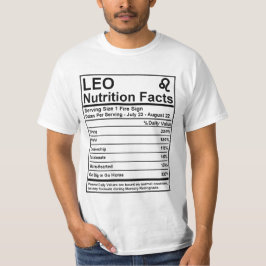 Fatos da nutrição de Leo - t-shirt do
