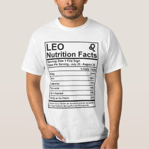Fatos da nutrição de Leo - t-shirt do
