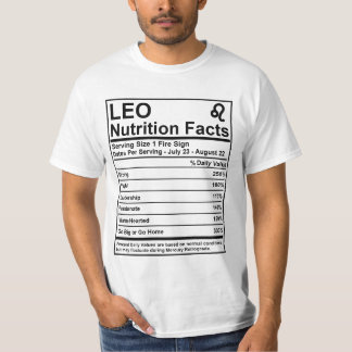 Fatos da nutrição de Leo - t-shirt do