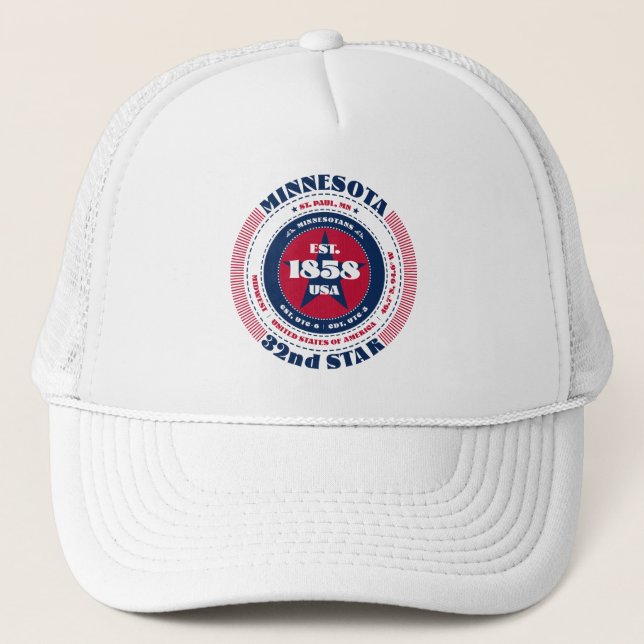 Fatos Patrióticos de Minnesota em Boné de Caminhon (Frente)