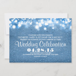 faux blue glitter light convite de casamento