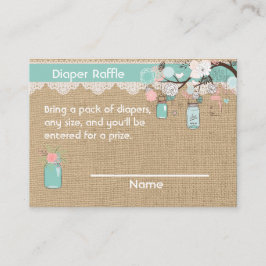Faux burlap Mason Jar Fralda Raffle Inserção