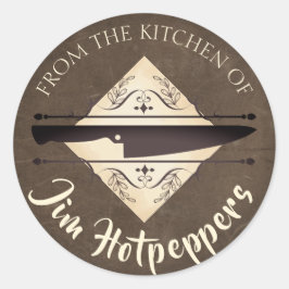 Faux couve-chefs faca da cozinha da etiqueta