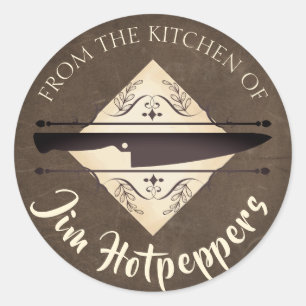 Faux couve-chefs faca da cozinha da etiqueta