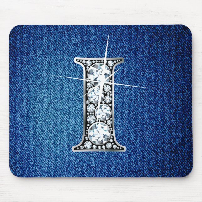 Faux-"Diamond Bling" em Denim Mousepad (Frente)