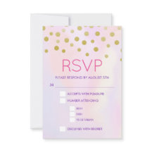 Faux Dourada Confetti em RSVP de Cor de Água Púrpu