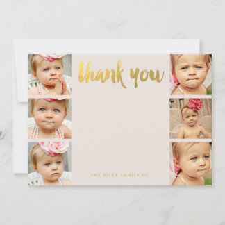 Faux Dourado Baby Obrigado 6 Cartões Flat De Fotog