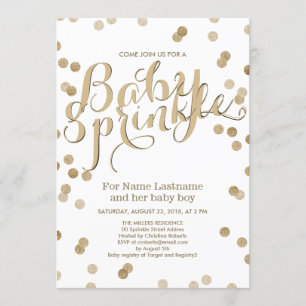 Faux Dourado Confetti Modern Baby Sprinkle Convite