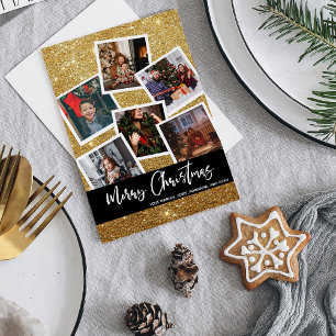 Faux Dourado Glitter Multi Photo Feliz Natal