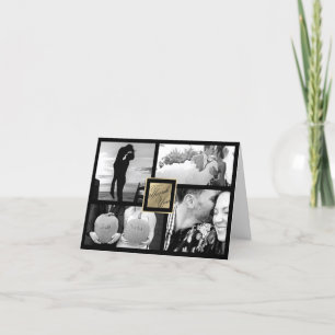 Faux Dourado Obrigado Cartão com fotos de Casament