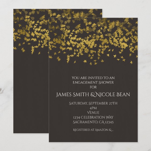 Faux Dourado Salling Salles Autumn Russe Convite (Frente/Verso)