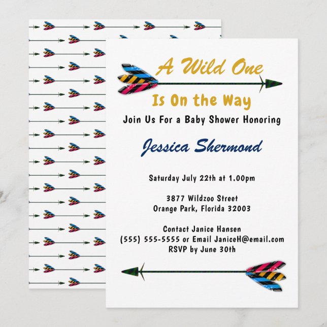 Faux Dourado Um Cartão De Chá de fraldas De Seta T (Frente/Verso)