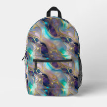 Faux Elegante Dourado com Pedra Opal Roxa e Teal