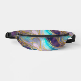 Faux Elegante Dourado com Pedra Opal Roxa e Teal