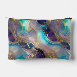 Faux Elegante Dourado com Pedra Opal Roxa e Teal