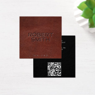 Faux Embossed Brown Leather Cartão de visita
