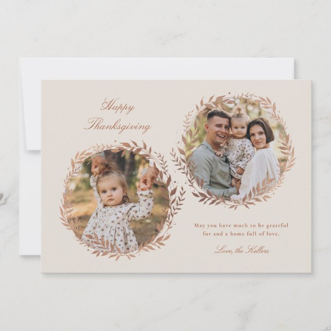 Faux Foil Harvest Wreath Ação de Graças 2-Foto (Frente)