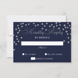 FAUX Glitter confetti marinho e prata rsvp